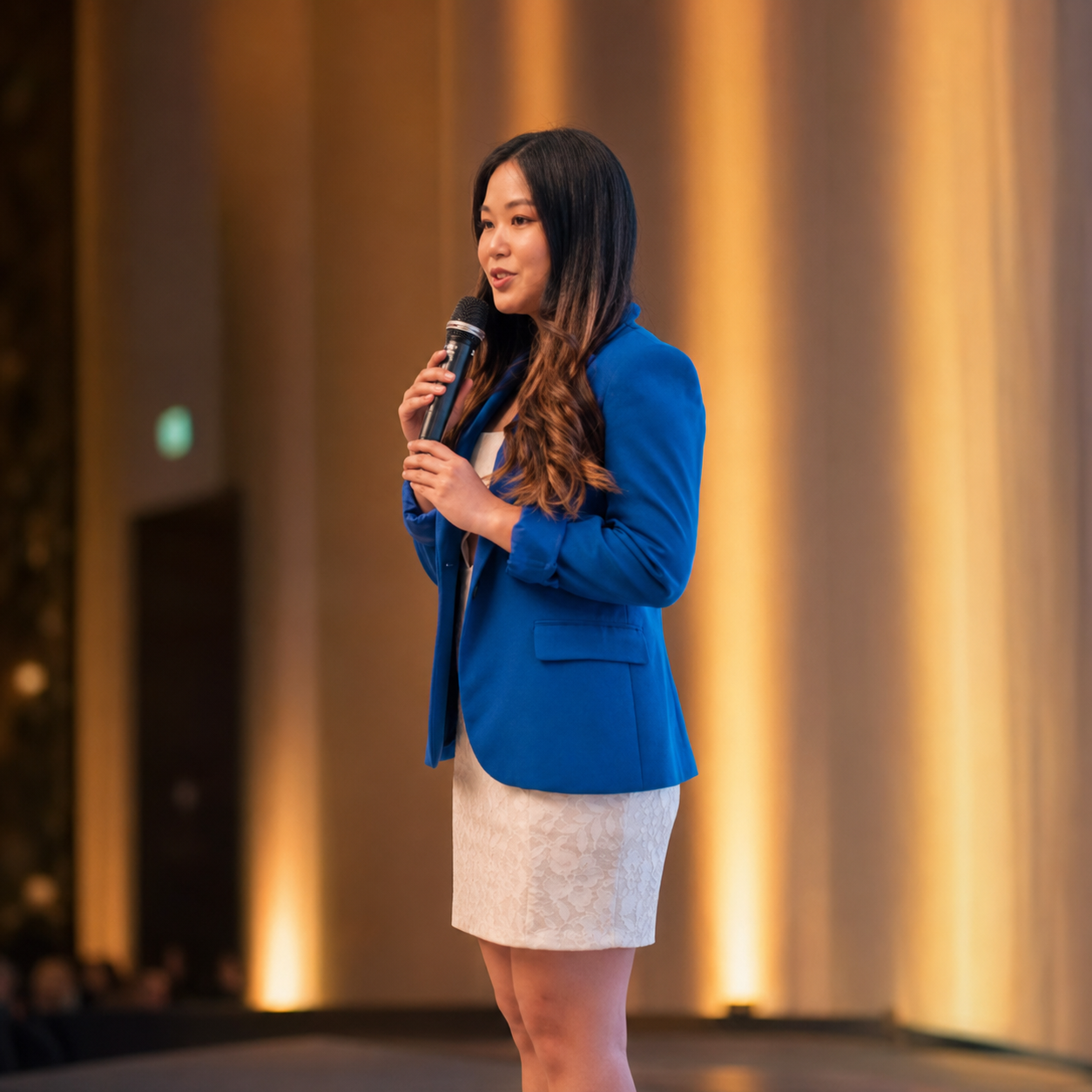 Patty speaking on stage